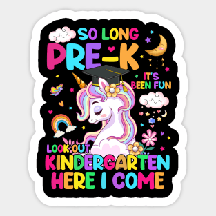 So Long Pre-K Kindergarten Here I Come Unicorn Graduation Sticker